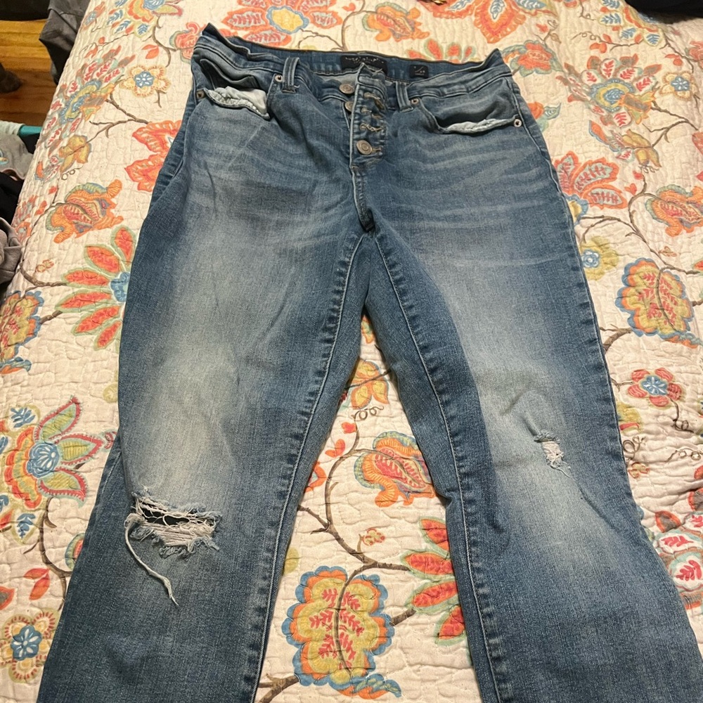 Lucky Brand Blue Skinny Jeans with Distressed Details